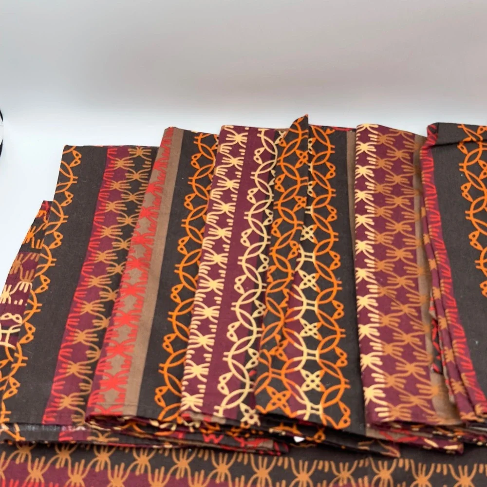 Crate & Barrel Marguerite Henna Cotton Napkins Set of 8 Boho Geometric 21x21